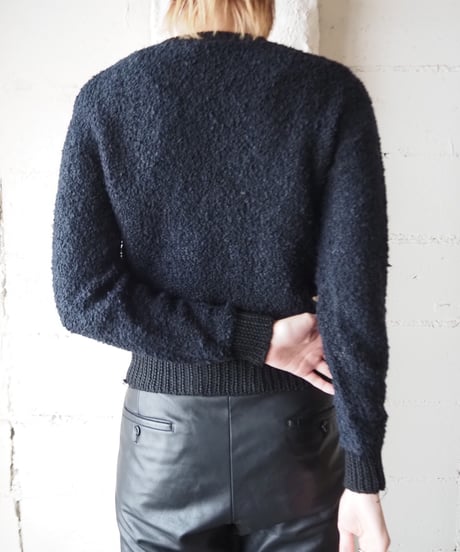 Crew Neck Knit Cardigan BK