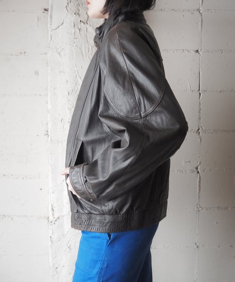 Stand Collar Fly Front Leather Jacket DBR