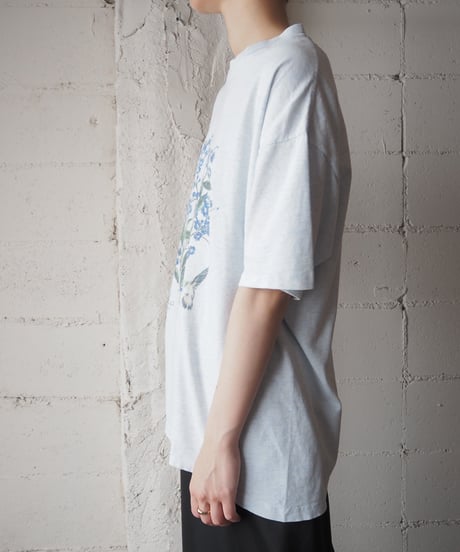 Flower Print Tee WH BL