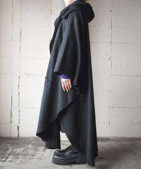 Scarf Collar Cape Coat BK