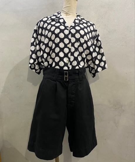 S/S Comma Dot Open Collar Shirt BKWH