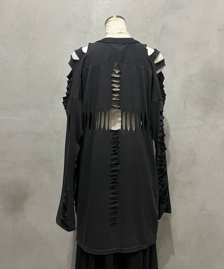 Cutwork Design Long Tee BK