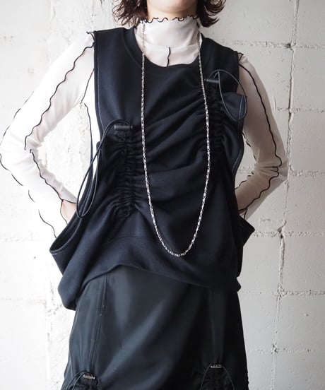 Remake Drawstring Sweat Vest BK