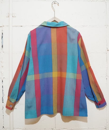 Block Check Open Collar Blouse REBL