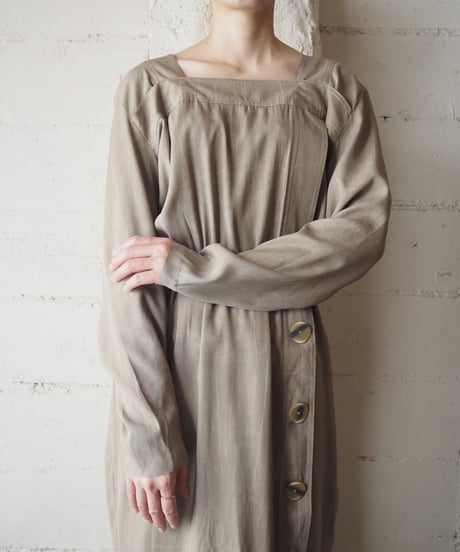 Side Button Square Neck Dress BE