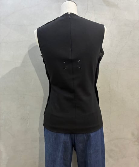 Maison Margiela Drape Design Sleeveless Silk Tops BK