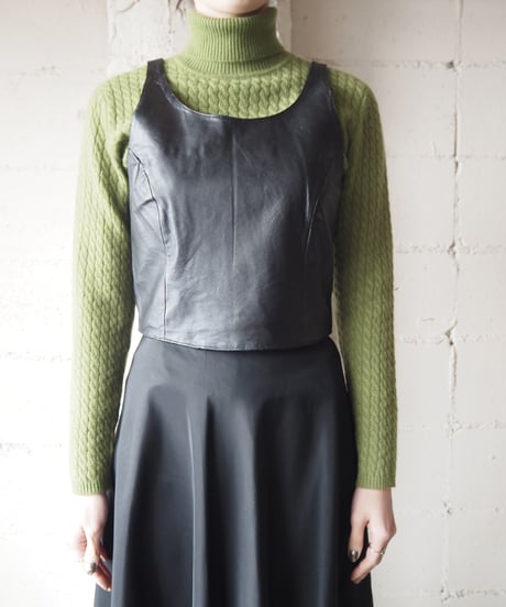 Leather Short Vest BK