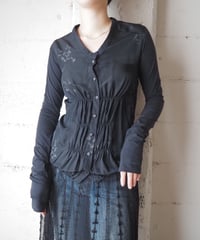 LE JEAN DE MARITHÉ FRANÇOIS GIRBAUD Shirring Docking Blouse BK