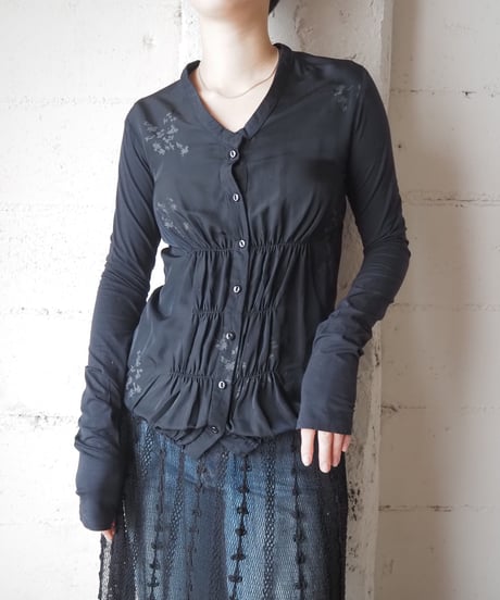 LE JEAN DE MARITHÉ FRANÇOIS GIRBAUD Shirring Docking Blouse BK