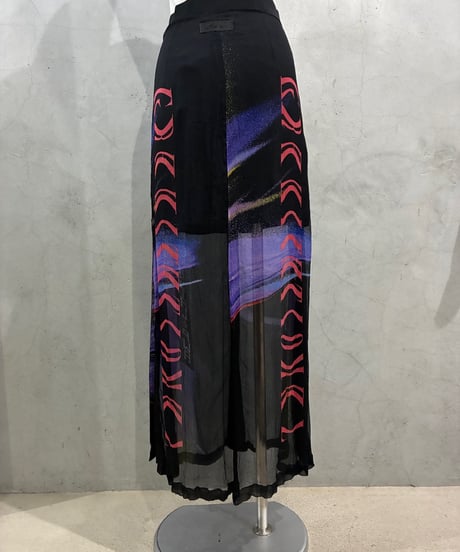 DIESEL Print Sheer Layered Skirt BKPURYE