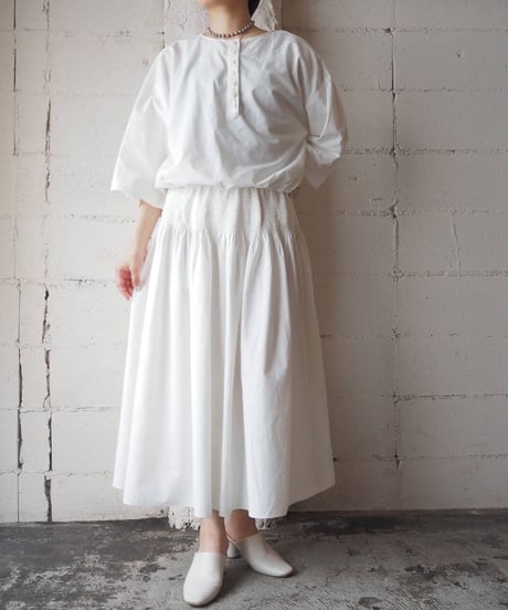 Collarless Waist Gather Dress WH