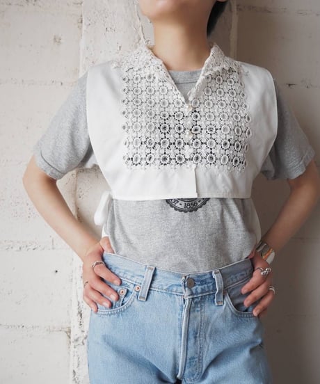Vintage Side Tape Lace Collar WH