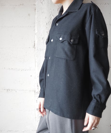 1970's Open Collar Wool Shirt BK