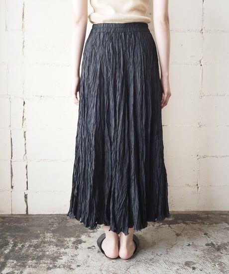 DKNY Pleated Long Sik Skirt BK