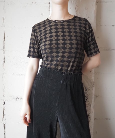 Argyle Pattern Short Sleeve Cutsewn BKBR