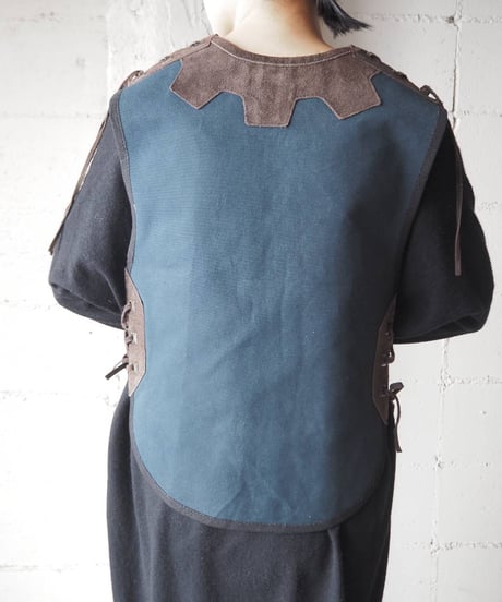 Bicolor Side Laceup Suede Vest NVBR