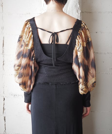 Patterned Sleeveless Lame Knit Blouse BKYE
