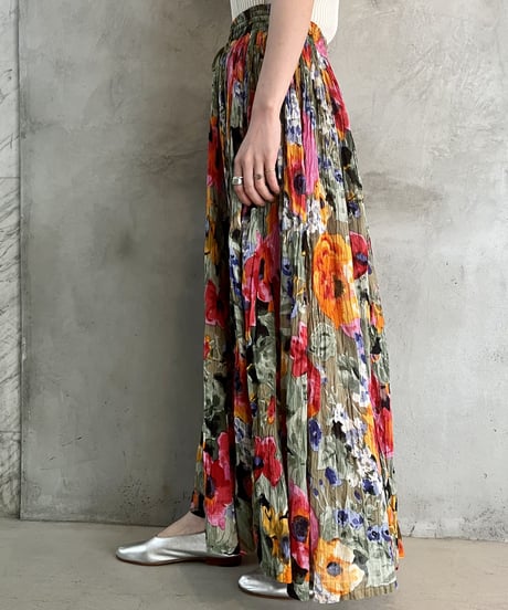Indian Flower Pattern Flared Skirt KABK
