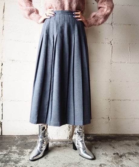 Pleats Long Wool Skirt GR