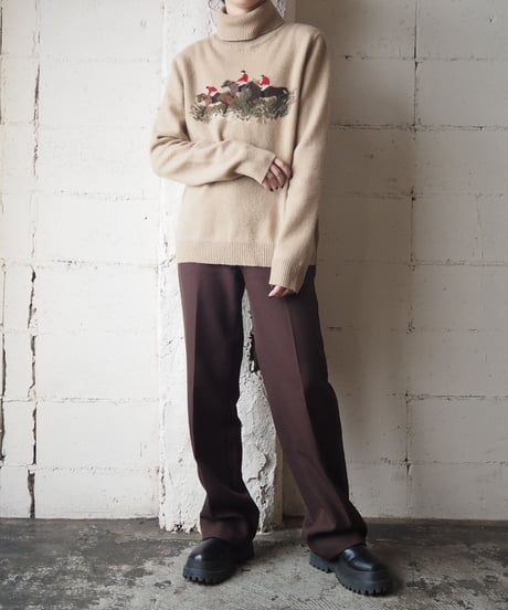 LAUREN Horse Motif Turtle knit BE