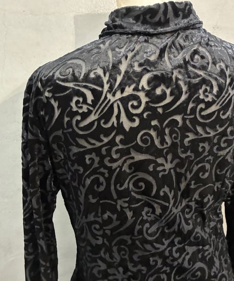 Opal Velour Pattern Sheer Shirt BK