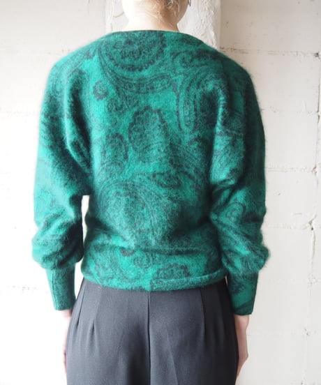 Paisley Print Angora Mix Sweater GN