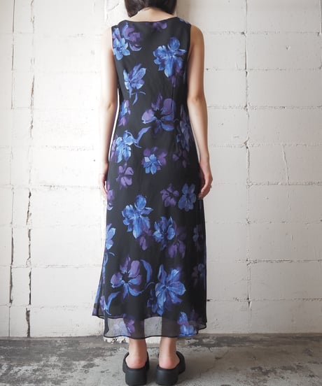 Floral Pattern Sleeveless Dress BKPUR