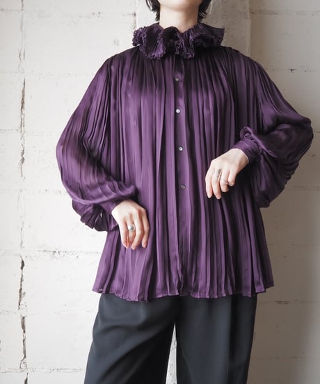 RALPH LAUREN Pleated Silk Blouse PUR