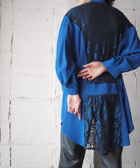 Back Lace Switching Shirt BL