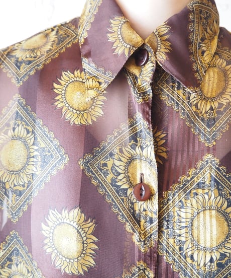 Sheer Sunflower Pattern Shirt BRGD