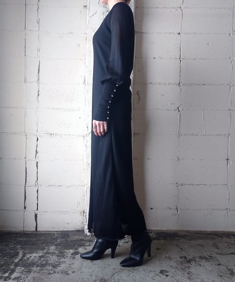 1970-80's Italy Juliano Knits Long Cuff Knit Dress BK