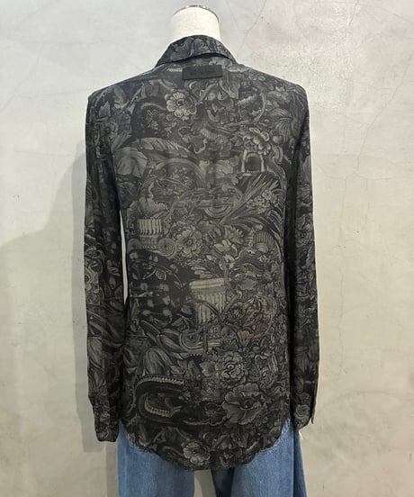 DIESEL Botanical Print Sheer Shirt BK
