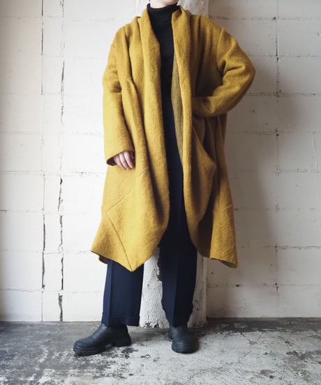 Shawl Collar Tuck Design Coat YE