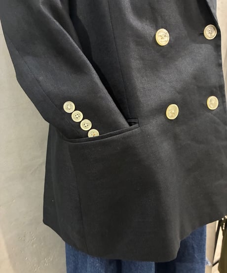 LAUREN Double Breasted Linen Jacket BK