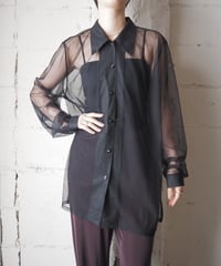 Wrinkle Processing Sheer Shirt BK