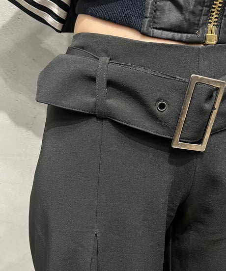 Belted Center Press Tuck Pants BK