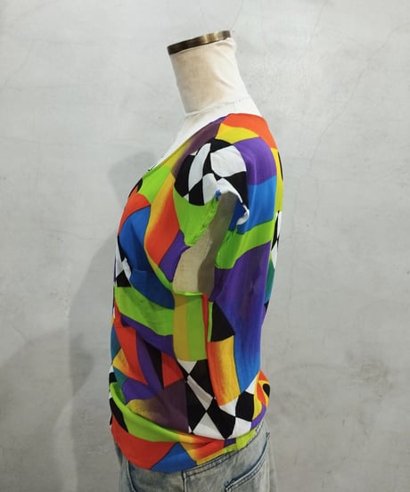 N/S Colorful Geometric Pattern Tops LGN OR BK