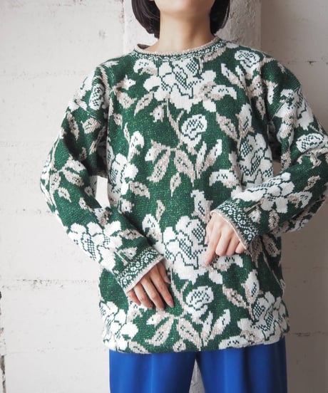 Lame Mix Flower Pattern Sweater GNWH