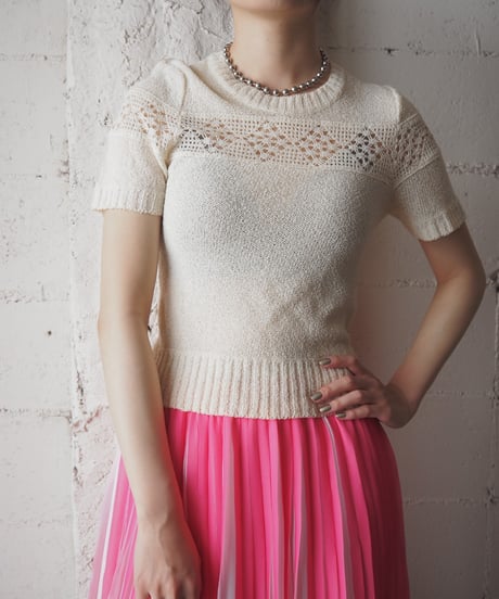 Short Sleeve Pointelle Knit Tops IV