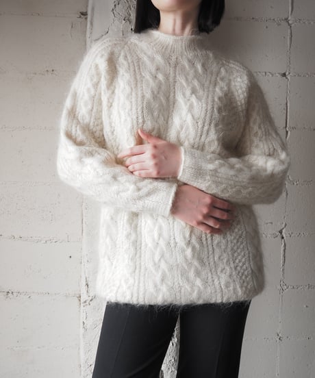 Mohair Mix Cable Sweater WH