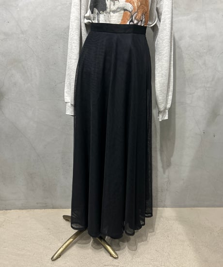 Sheer Layered Flare Skirt BK