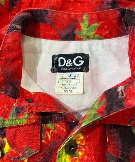 DOLCE&GABBANA Strawberry Pattern Denim Jacket RE