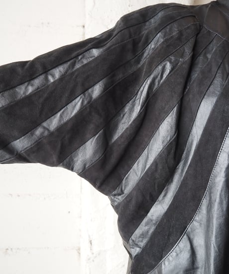 Shoulder Design Dolman Leater Jacket BK