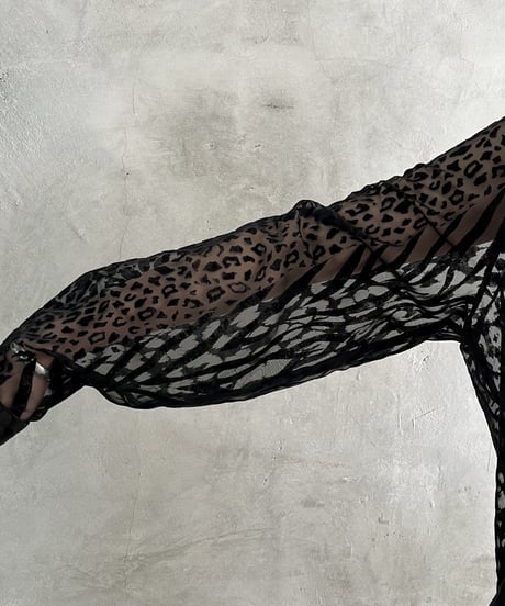 Sheer Mix Animal Pattern Shirt BK