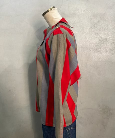 Handmade Turn Over Collar Stripe Shirt GRRE