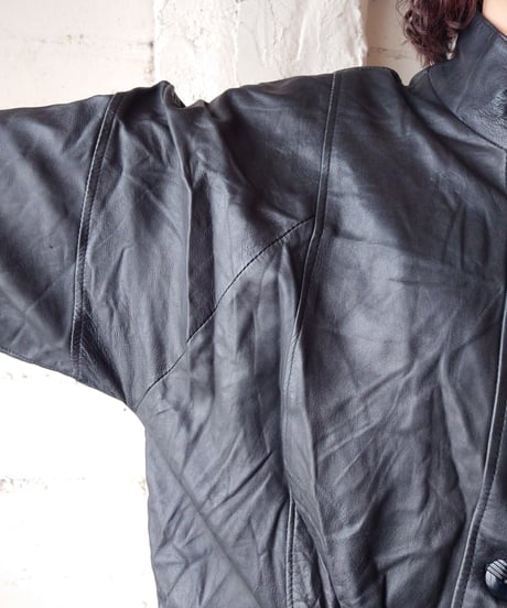 Stand Collar Leather Jacket BK