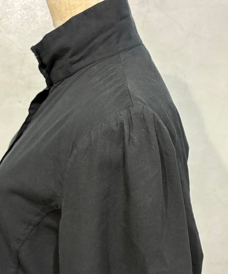 Stand Collar Gather Sleeve Blouse BK