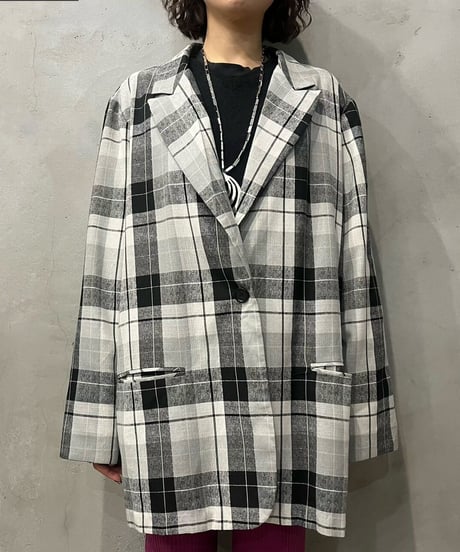 Check Pattern Tailored Jacket GRBK