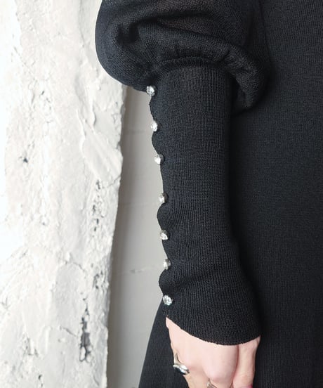 1970-80's Italy Juliano Knits Long Cuff Knit Dress BK