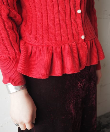 Ralph Lauren Frilled Hem Cable Cardigan RE